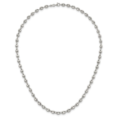 Sterling Silver Polished Puffed Mariner/Anchor Link Necklace