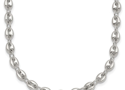 Sterling Silver Polished Puffed Mariner/Anchor Link Necklace (Style QG6918-18)