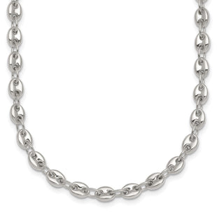 Sterling Silver Polished Puffed Mariner/Anchor Link Necklace (Style QG6918-18)