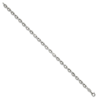 Sterling Silver Polished Puffed Mariner/Anchor Link Bracelet