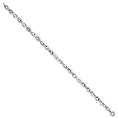 Sterling Silver Polished Puffed Mariner/Anchor Link Necklace