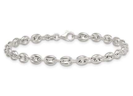 Sterling Silver Polished Puffed Mariner/Anchor Link 7. Necklace