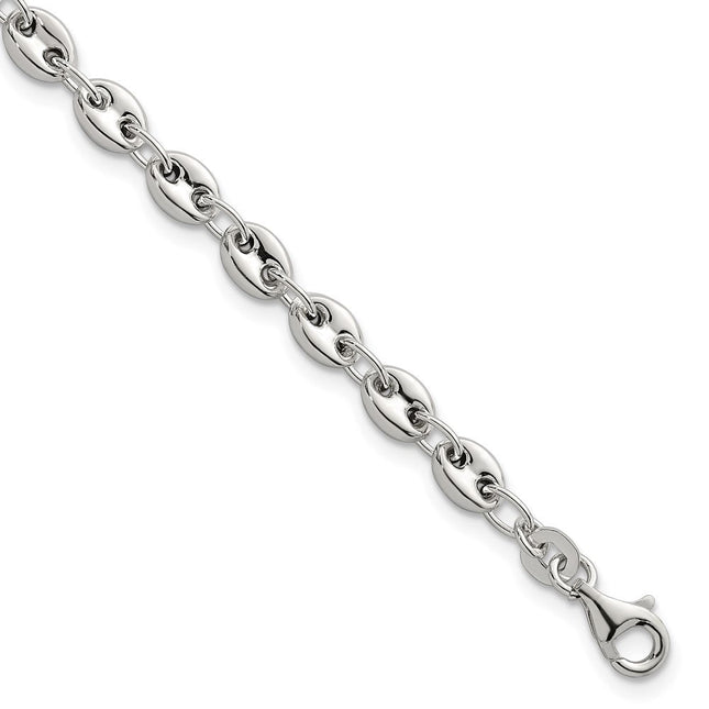 Sterling Silver Polished Puffed Mariner/Anchor Link 7. Necklace