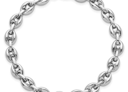 Sterling Silver Rhodium-plated Polished Puffed Mariner Link