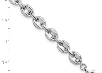 Sterling Silver Rhodium-plated Polished Puffed Mariner Link