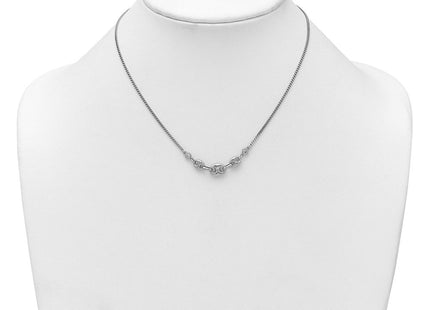 Sterling Silver Rhodium-plated Puffed Mariner Center with Side CZs with Extender Necklace (Style QG6921-16)