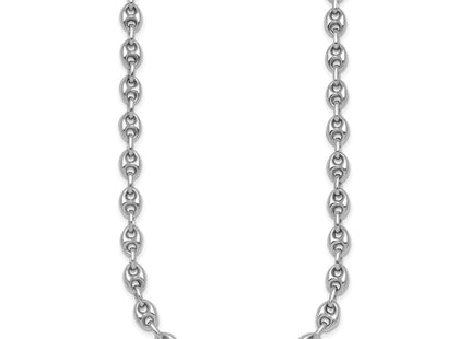 Sterling Silver Rhodium-plated Puffed Anchor/Mariner Link Necklace (Style QG6923-18)
