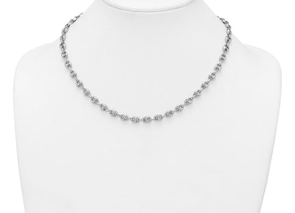 Sterling Silver Rhodium-plated Puffed Anchor/Mariner Link Necklace (Style QG6923-18)