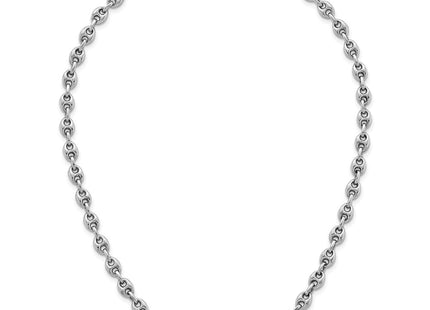 Sterling Silver Rhodium-plated Puffed Anchor/Mariner Link Necklace (Style QG6923-18)