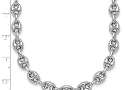 Sterling Silver Rhodium-plated Puffed Anchor/Mariner Link Necklace (Style QG6923-18)