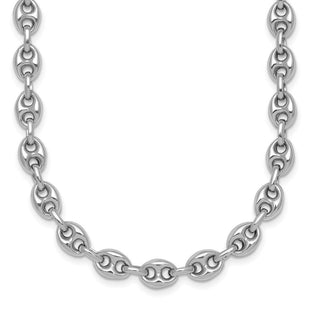 Sterling Silver Rhodium-plated Puffed Anchor/Mariner Link Necklace (Style QG6923-18)