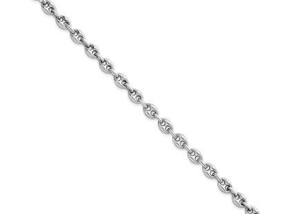 Sterling Silver Rhodium-plated Puffed Anchor/Mariner Link 7. Bracelet (Style QG6923-7.5)
