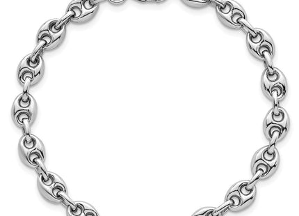 Sterling Silver Rhodium-plated Puffed Anchor/Mariner Link 7. Necklace