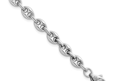 Sterling Silver Rhodium-plated Puffed Anchor/Mariner Link 7. Bracelet (Style QG6923-7.5)