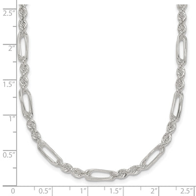 Sterling Silver Polished Figaro Rope Necklace