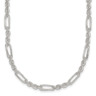 Sterling Silver Polished Figaro Rope Necklace