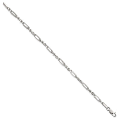 Sterling Silver Polished Figaro Rope Necklace