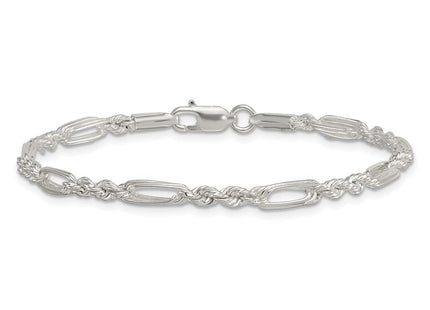 Sterling Silver Polished Figaro Rope Necklace