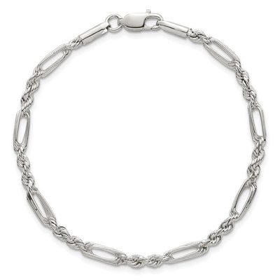 Sterling Silver Polished Figaro Rope Necklace