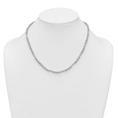 Sterling Silver Polished Textured Figaro Rope Necklace