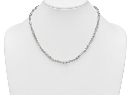 Sterling Silver Polished Textured Figaro Rope Necklace (Style QG6926-18)