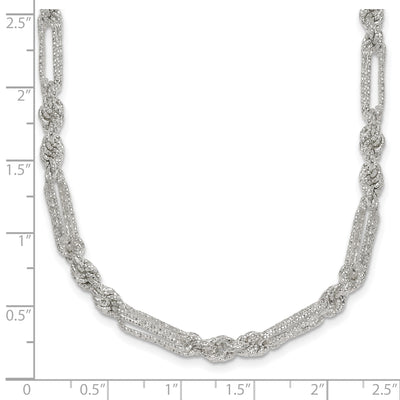 Sterling Silver Polished Textured Figaro Rope Necklace
