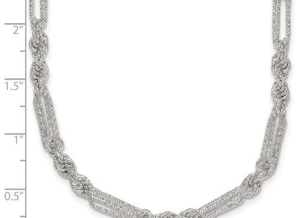 Sterling Silver Polished Textured Figaro Rope Necklace (Style QG6926-18)