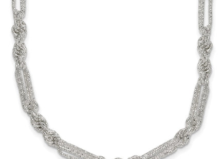 Sterling Silver Polished Textured Figaro Rope Necklace (Style QG6926-18)