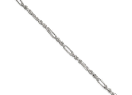Sterling Silver Polished Textured Figaro Rope 7. Necklace