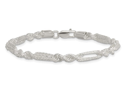 Sterling Silver Polished Textured Figaro Rope 7. Necklace