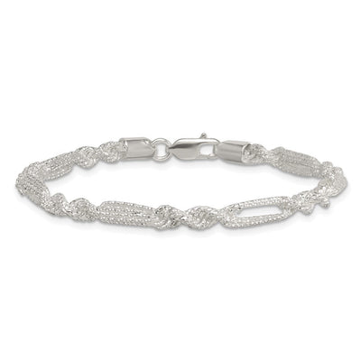 Sterling Silver Polished Textured Figaro Rope Necklace