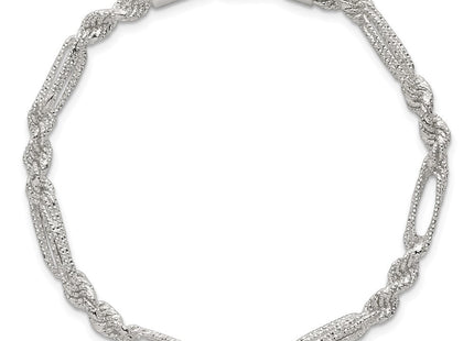 Sterling Silver Polished Textured Figaro Rope 7. Necklace