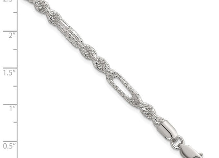 Sterling Silver Polished Textured Figaro Rope 7. Necklace