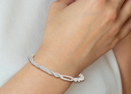 Sterling Silver Polished Textured Figaro Rope 7. Bracelet