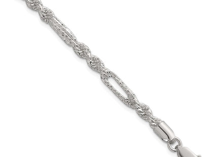 Sterling Silver Polished Textured Figaro Rope 7. Necklace