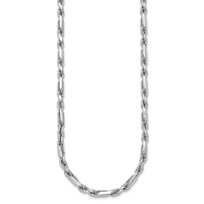 Sterling Silver Rhodium-plated Polished Figaro Rope Chain Bracelet, 8 x 4.7mm