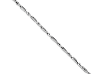 Sterling Silver Rhodium-plated Polished Figaro Rope Chain Bracelet, 8 x 4.7mm