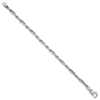 Sterling Silver Rhodium-plated Polished Figaro Rope Chain Bracelet, 8 x 4.7mm