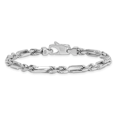Sterling Silver Rhodium-plated Polished Figaro Rope Chain Bracelet, 8 x 4.7mm