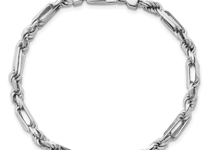 Sterling Silver Rhodium-plated Polished Figaro Rope Chain Bracelet, 8 x 4.7mm