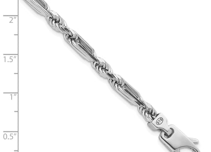 Sterling Silver Rhodium-plated Polished Figaro Rope Chain Bracelet, 8 x 4.7mm