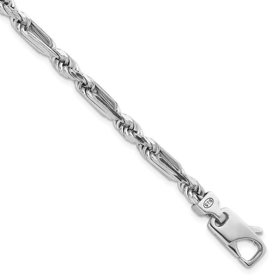 Sterling Silver Rhodium-plated Polished Figaro Rope Chain Bracelet, 8 x 4.7mm