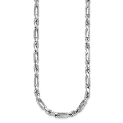 Sterling Silver Rhodium-plated Polished Figaro Rope Chain Bracelet, 8 x 5.4mm