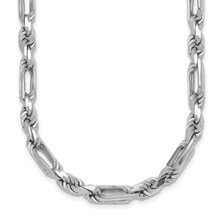 Sterling Silver Rhodium-plated Polished Figaro Rope Chain Necklace (Style QG6929-20)