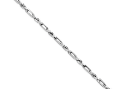Sterling Silver Rhodium-plated Polished Figaro Rope Chain Bracelet, 8 x 5.4mm