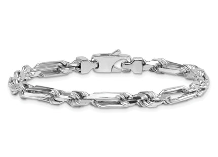 Sterling Silver Rhodium-plated Polished Figaro Rope Chain Bracelet, 8 x 5.4mm