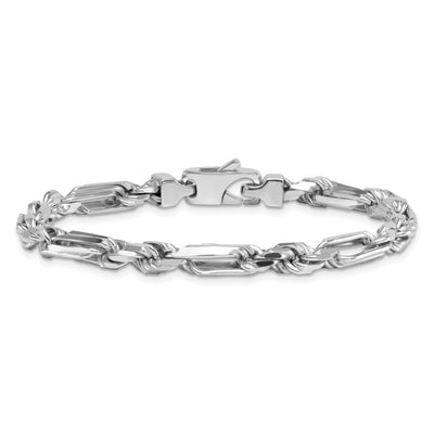 Sterling Silver Rhodium-plated Polished Figaro Rope Chain Bracelet, 8 x 5.4mm