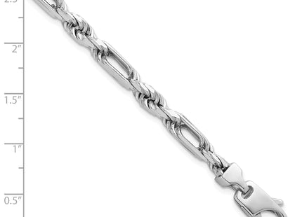 Sterling Silver Rhodium-plated Polished Figaro Rope Chain Bracelet, 8 x 5.4mm