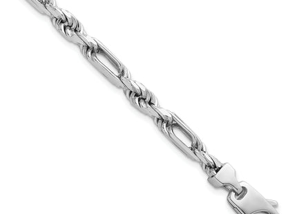 Sterling Silver Rhodium-plated Polished Figaro Rope Chain Bracelet, 8 x 5.4mm
