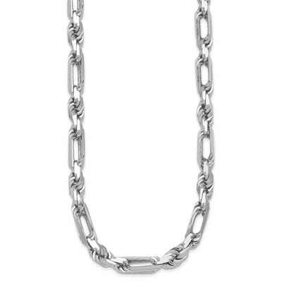 Sterling Silver Rhodium-plated Polished Figaro Rope Chain Necklace, 20 x 7.9mm